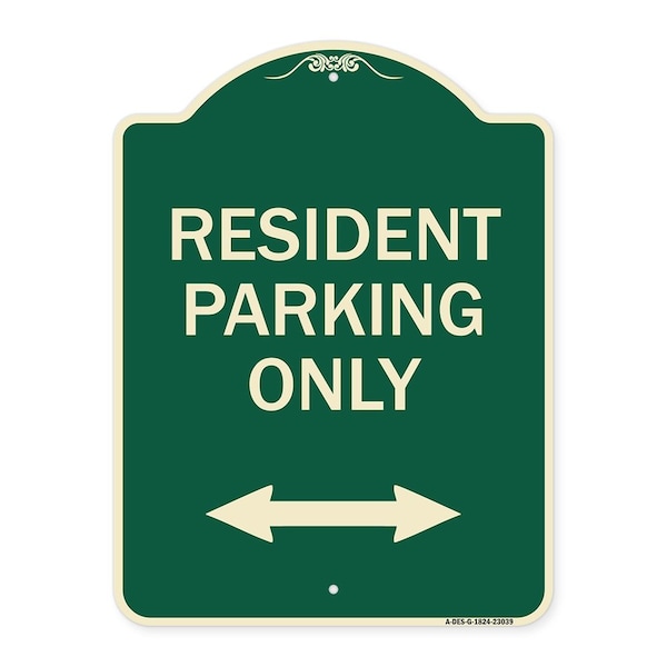 Signmission Reserved Parking Resident Parking Heavy-Gauge Aluminum Architectural Sign, 24" x 18", G-1824-23039 A-DES-G-1824-23039 - main